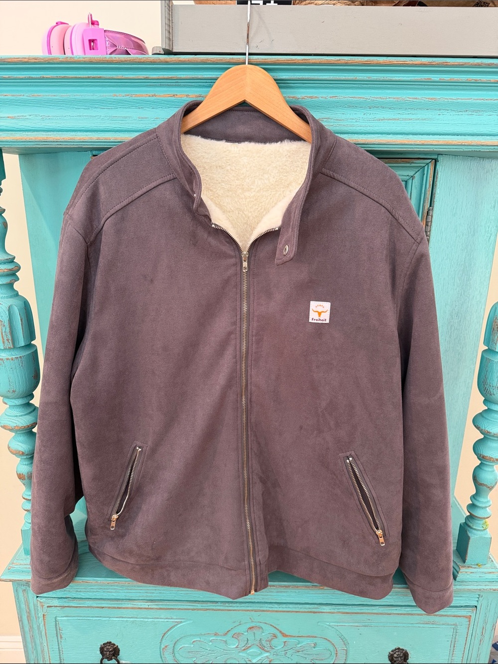 Freiheit 2XL Men's Gray Sherpa-Lined Zip Jacket